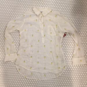 Merona  linen pineapple print 3/4 button down